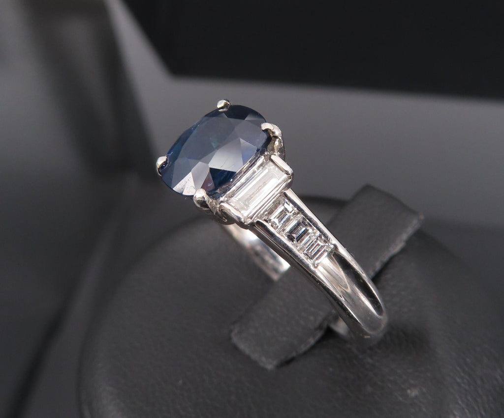 1.89ct GIA Burma No Heat Blue Sapphire & 0.54ct Diamond Platinum Ring Size 7.5