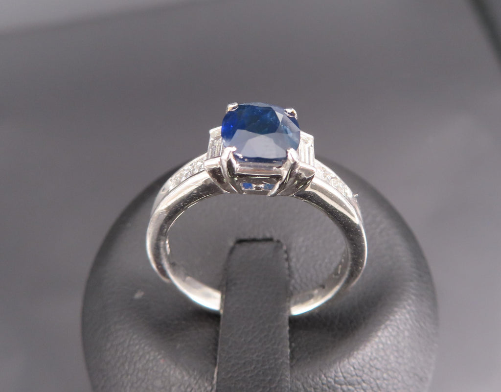 1.89ct GIA Burma No Heat Blue Sapphire & 0.54ct Diamond Platinum Ring Size 7.5