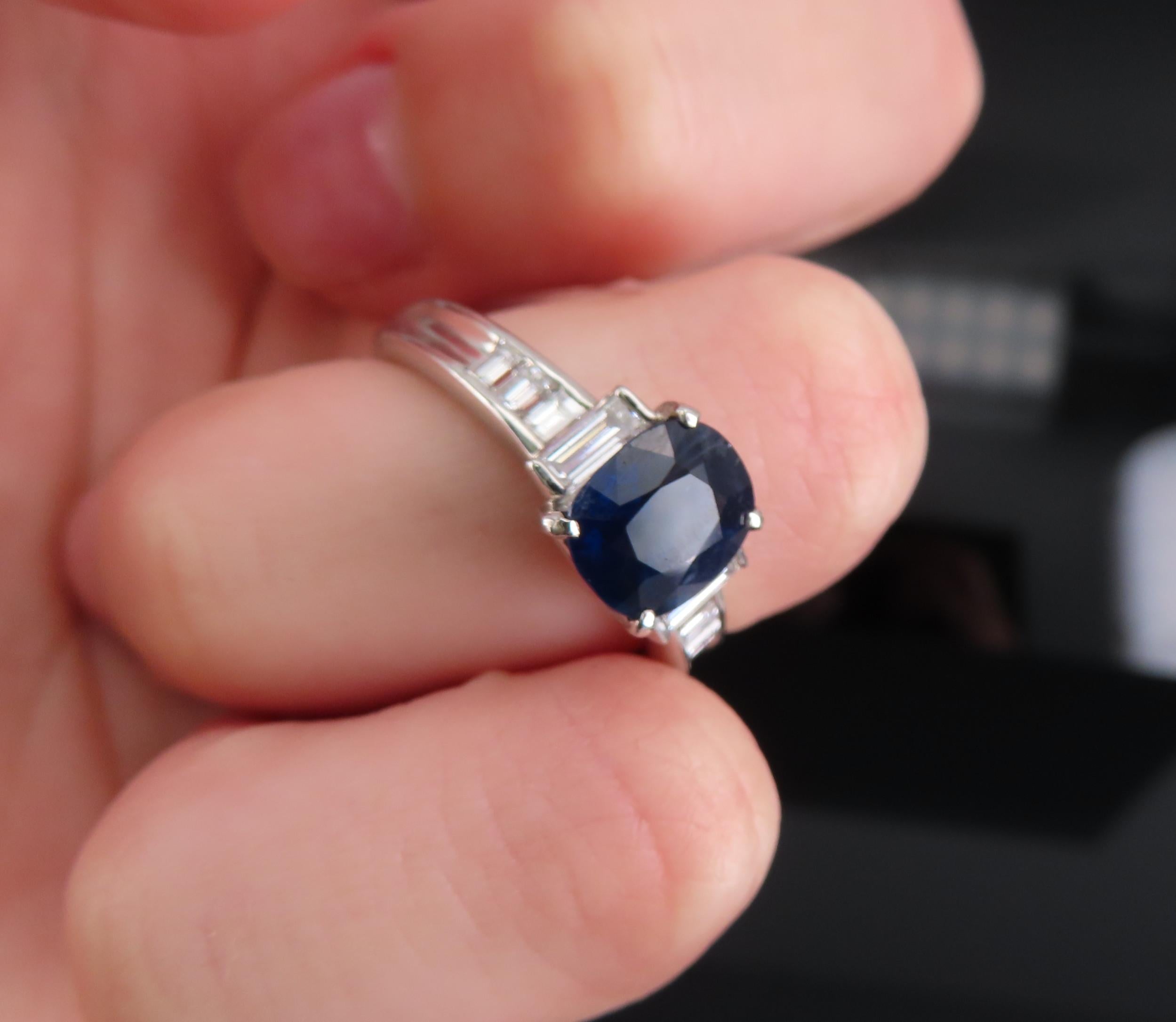 1.89ct GIA Burma No Heat Blue Sapphire & 0.54ct Diamond Platinum Ring Size 7.5