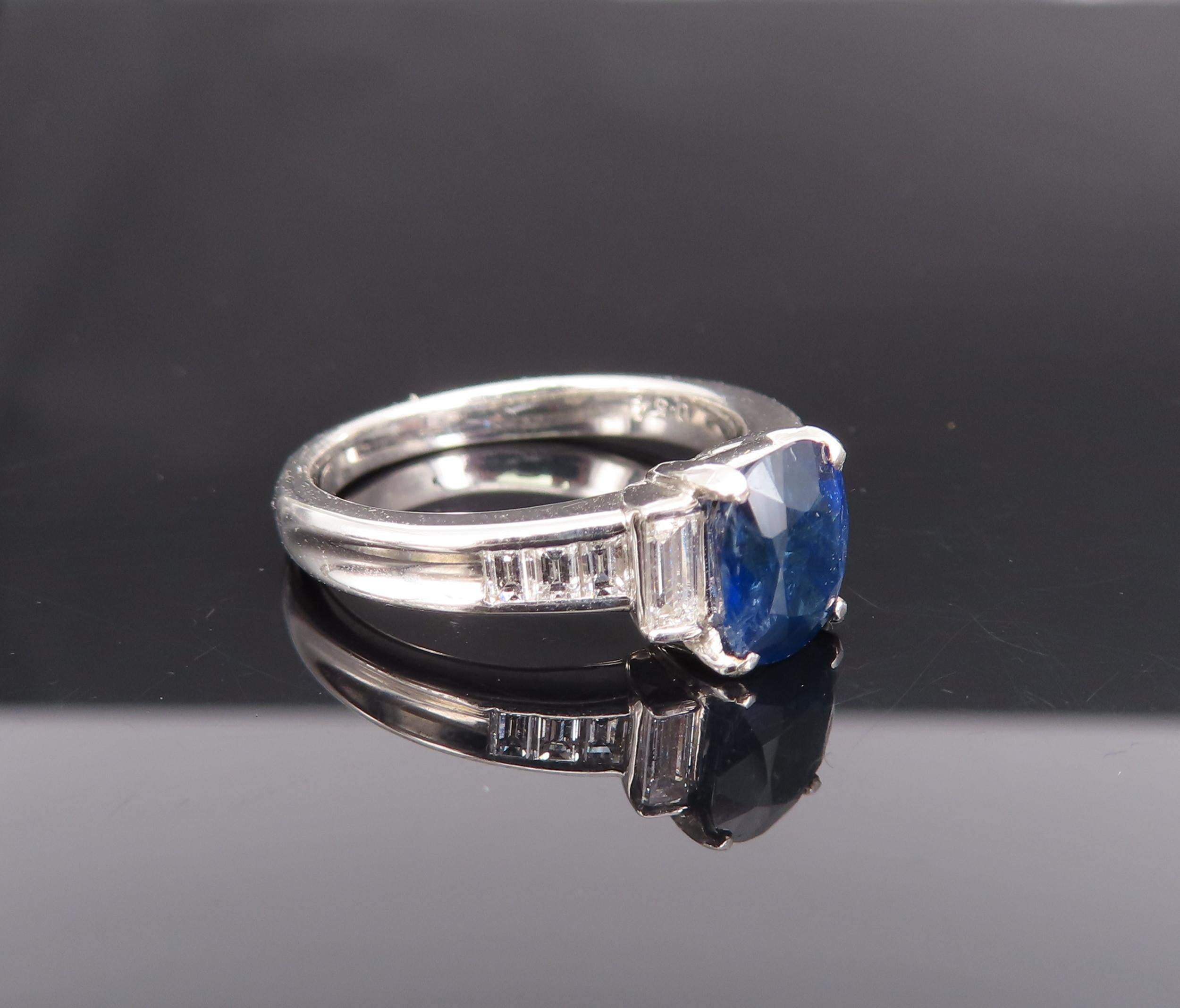 1.89ct GIA Burma No Heat Blue Sapphire & 0.54ct Diamond Platinum Ring Size 7.5