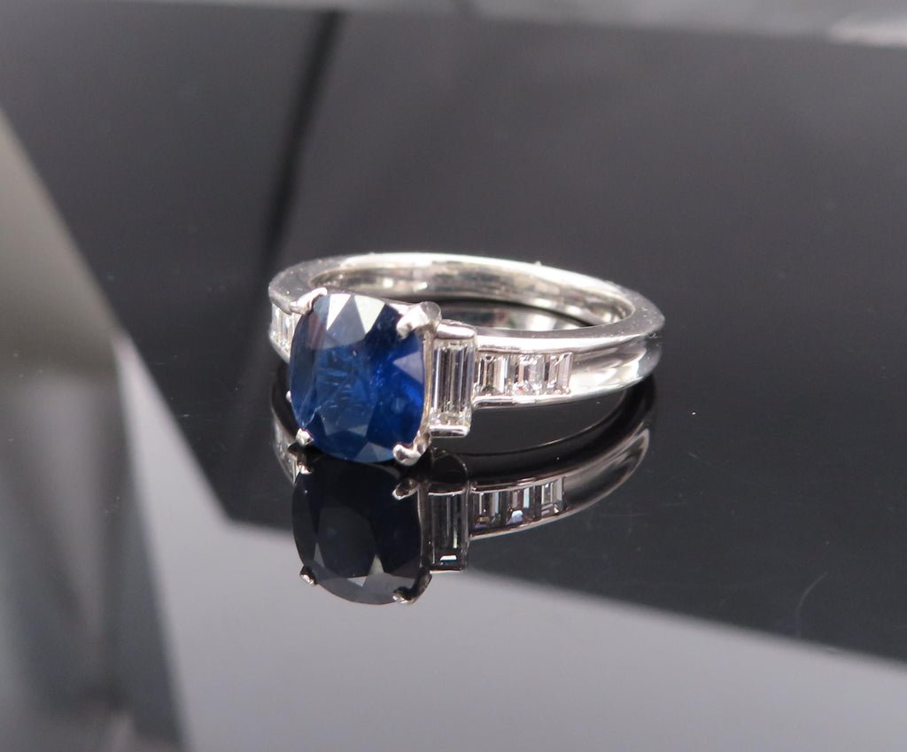 1.89ct GIA Burma No Heat Blue Sapphire & 0.54ct Diamond Platinum Ring Size 7.5