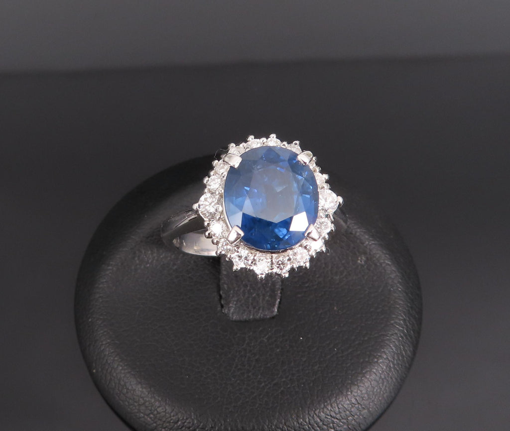 Estate GIA 4.06ct Cornflower Blue Sapphire & 0.41ct Diamond Platinum Ring Size 6