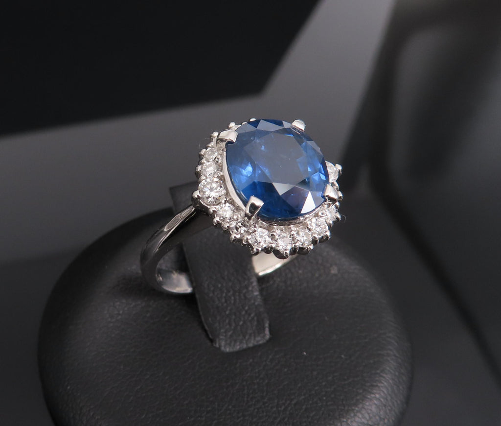Estate GIA 4.06ct Cornflower Blue Sapphire & 0.41ct Diamond Platinum Ring Size 6