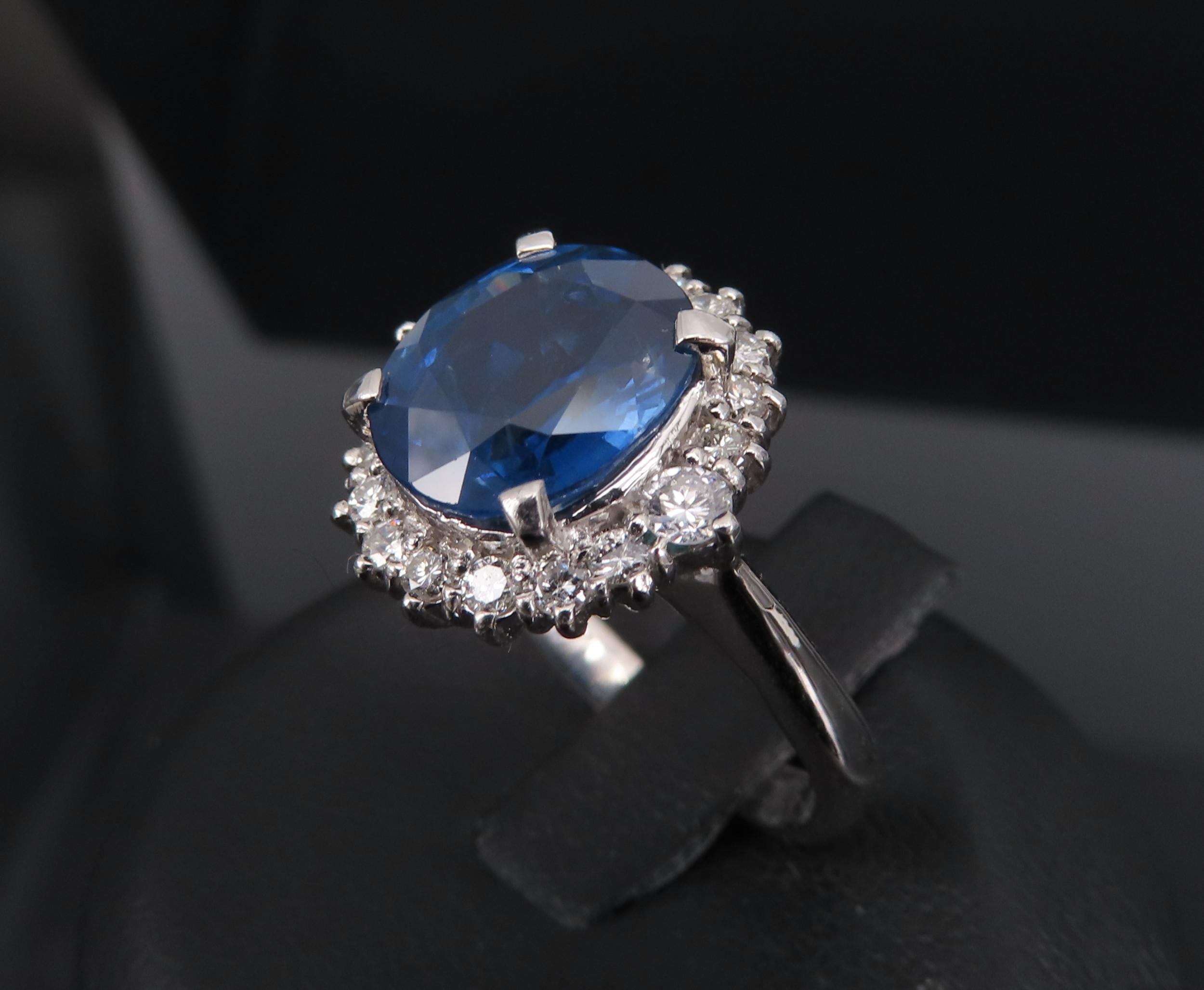 Estate GIA 4.06ct Cornflower Blue Sapphire & 0.41ct Diamond Platinum Ring Size 6