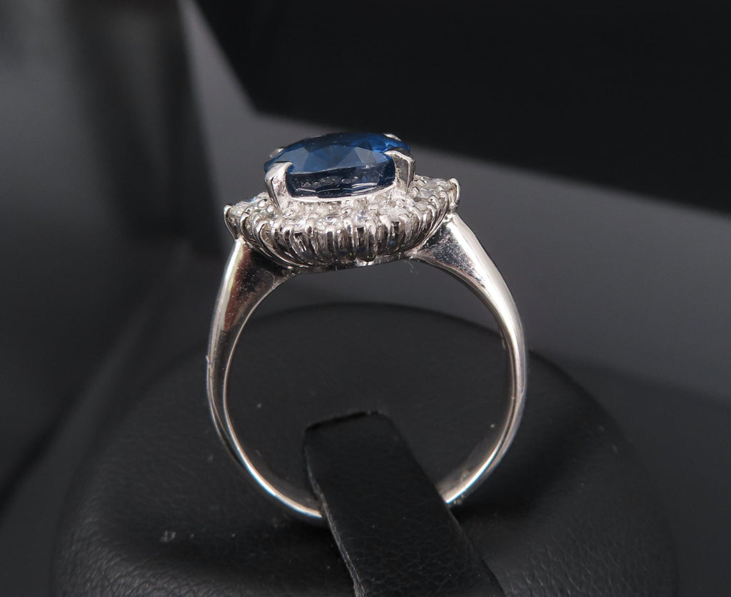 Estate GIA 4.06ct Cornflower Blue Sapphire & 0.41ct Diamond Platinum Ring Size 6