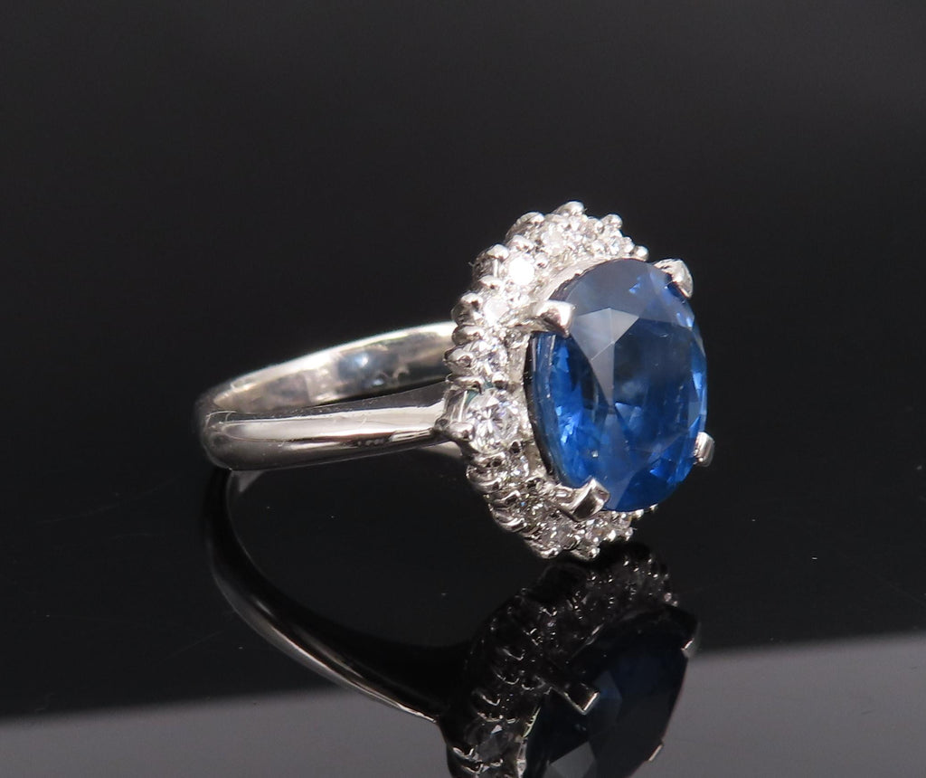 Estate GIA 4.06ct Cornflower Blue Sapphire & 0.41ct Diamond Platinum Ring Size 6