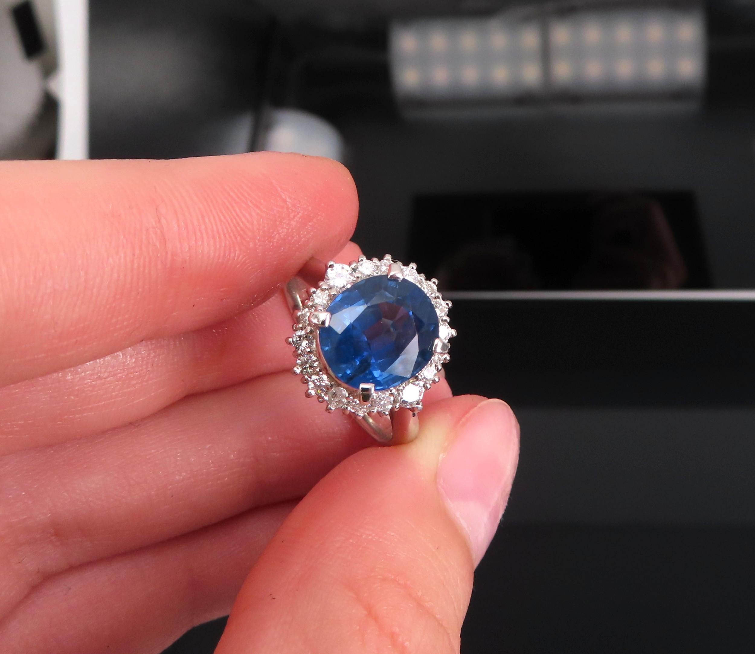 Estate GIA 4.06ct Cornflower Blue Sapphire & 0.41ct Diamond Platinum Ring Size 6