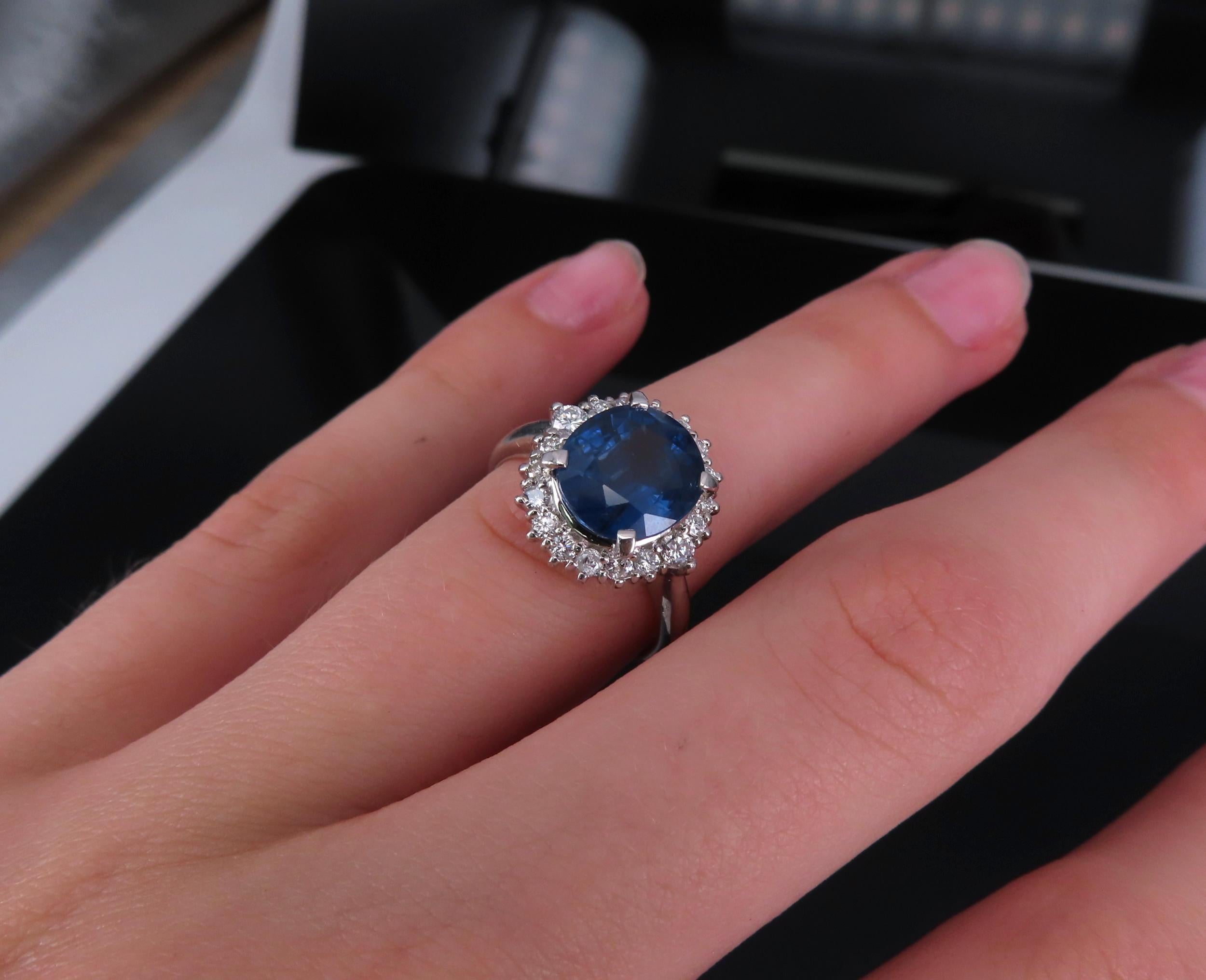 Estate GIA 4.06ct Cornflower Blue Sapphire & 0.41ct Diamond Platinum Ring Size 6