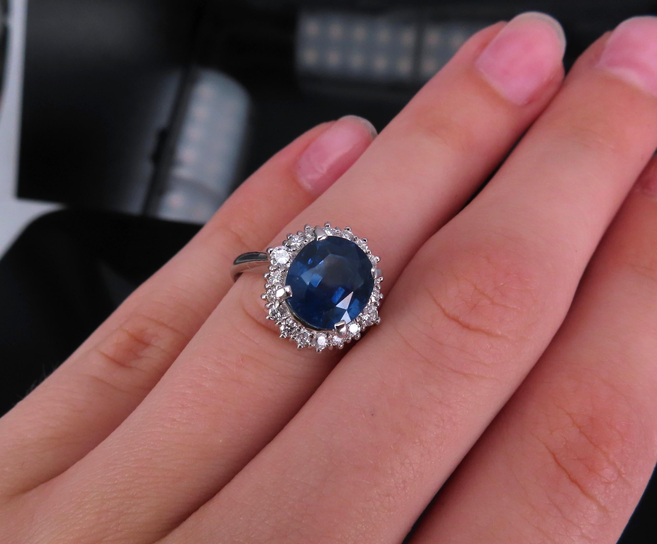 Estate GIA 4.06ct Cornflower Blue Sapphire & 0.41ct Diamond Platinum Ring Size 6