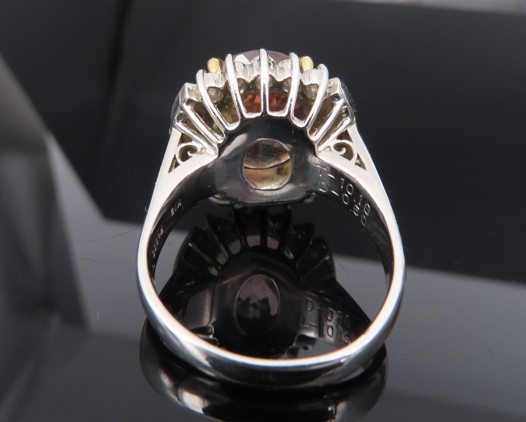 10.18ct Party Color Tourmaline & 0.50ct Diamond Platinum  18K Gold Ring Sz 8.5