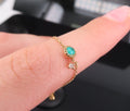 Vintage 0.10ct Green Tourmaline & 0.01ct Diamond 18K Gold Yellow Chain Ring