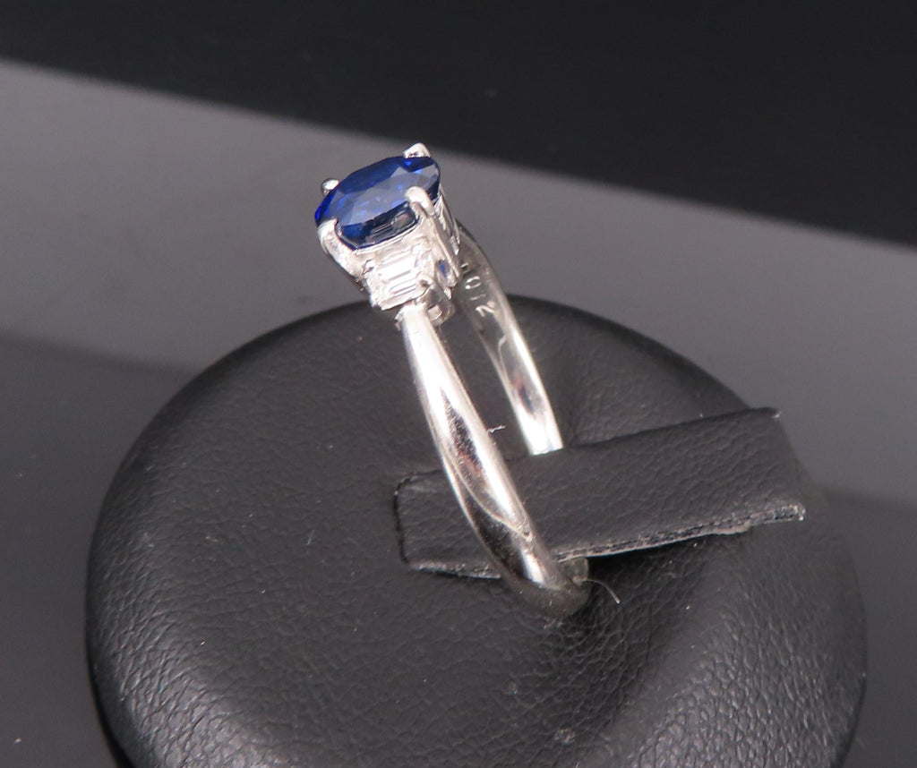 1.06ct GIA Royal Blue Sapphire 0.12ct Diamond Platinum Ring Size 7.25