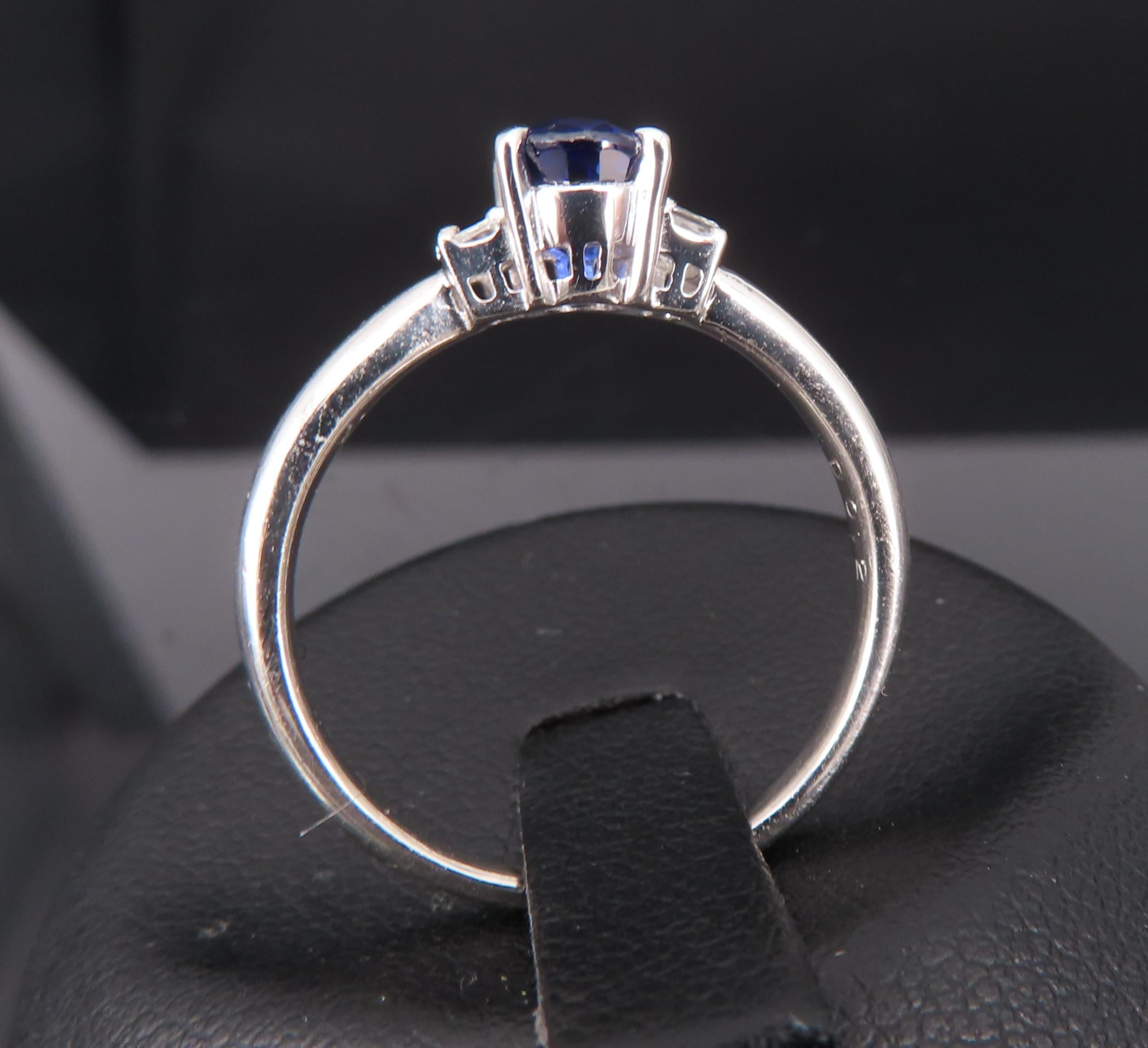 1.06ct GIA Royal Blue Sapphire 0.12ct Diamond Platinum Ring Size 7.25