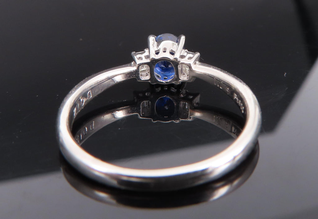 1.06ct GIA Royal Blue Sapphire 0.12ct Diamond Platinum Ring Size 7.25