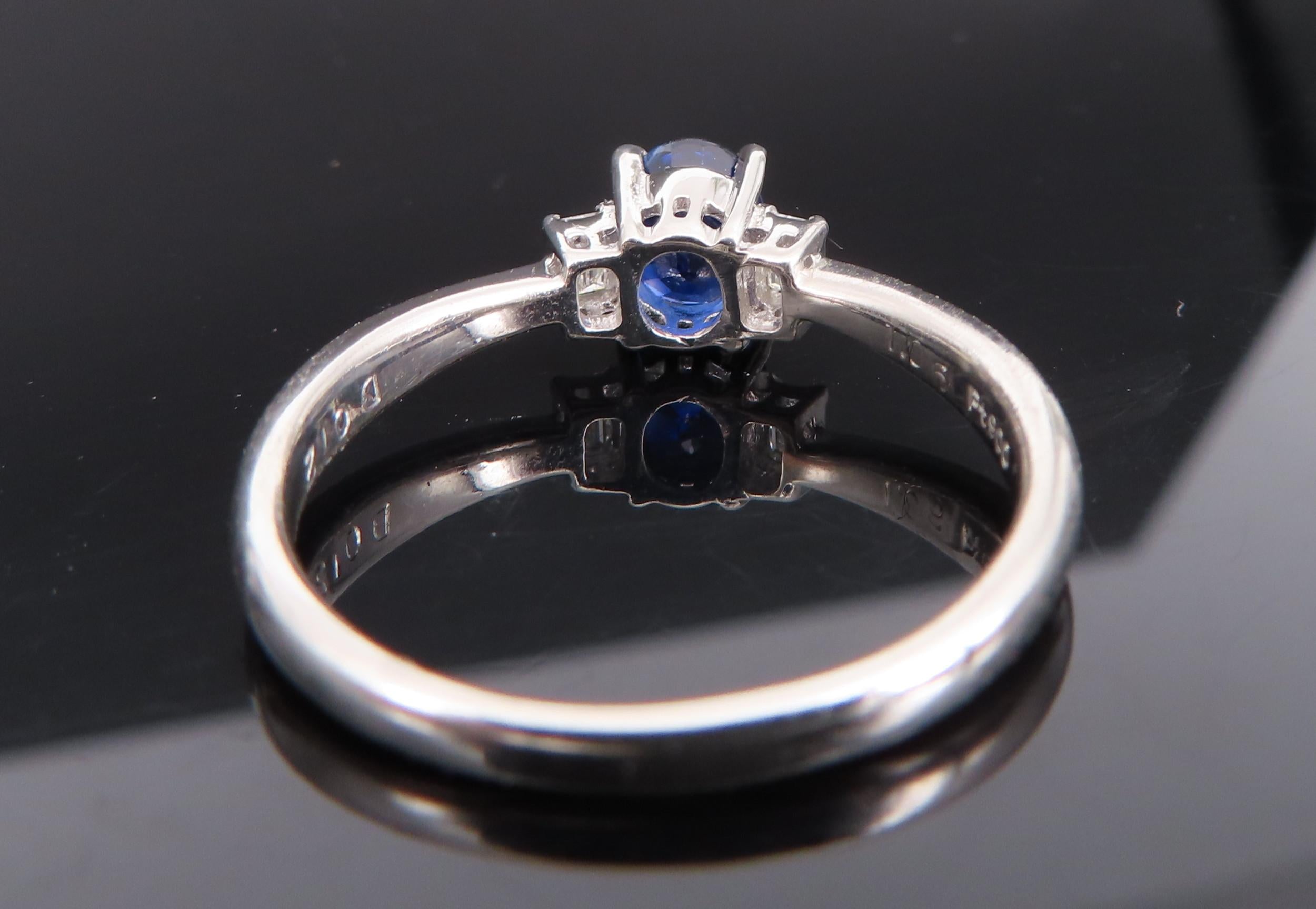 1.06ct GIA Royal Blue Sapphire 0.12ct Diamond Platinum Ring Size 7.25