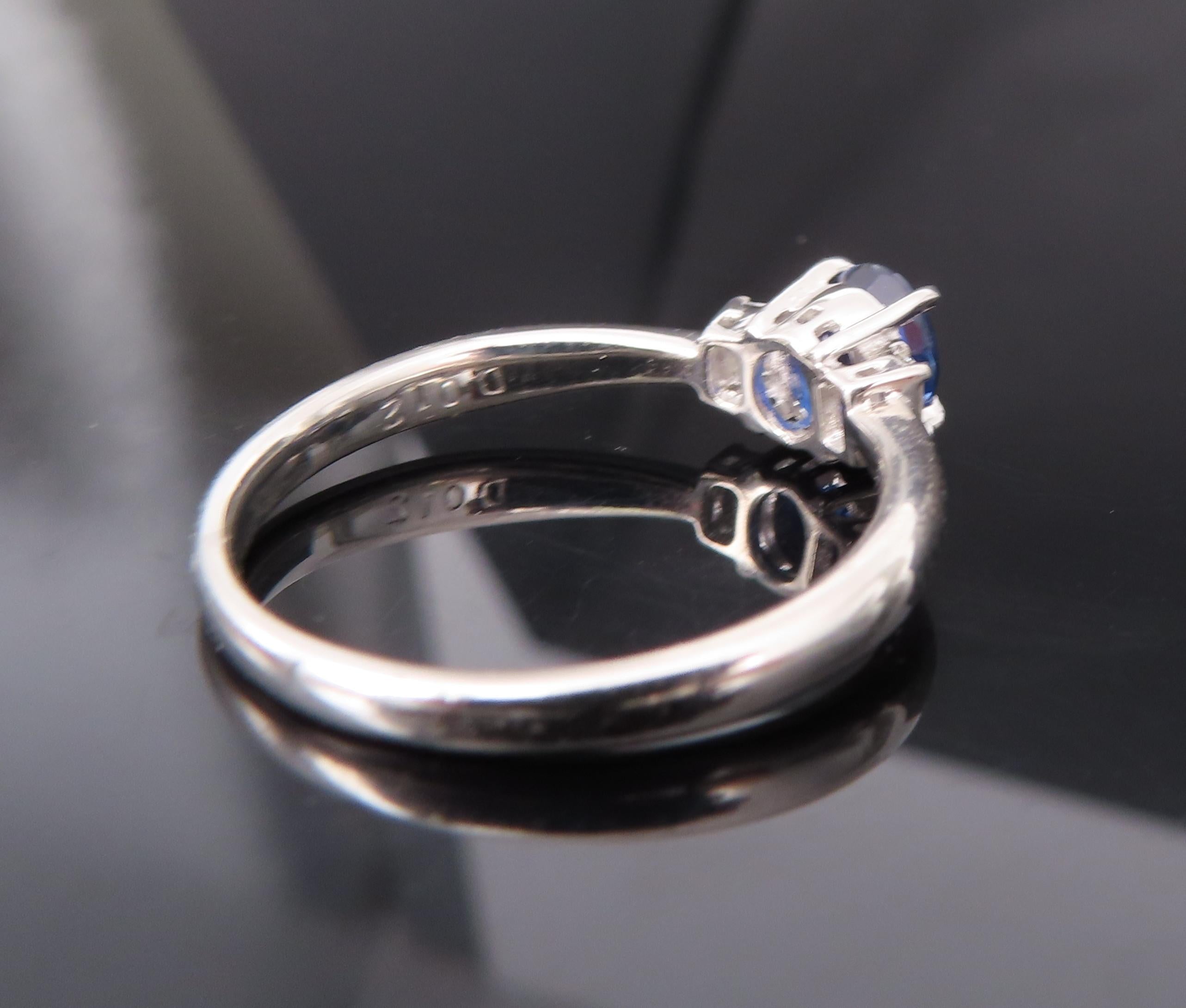 1.06ct GIA Royal Blue Sapphire 0.12ct Diamond Platinum Ring Size 7.25