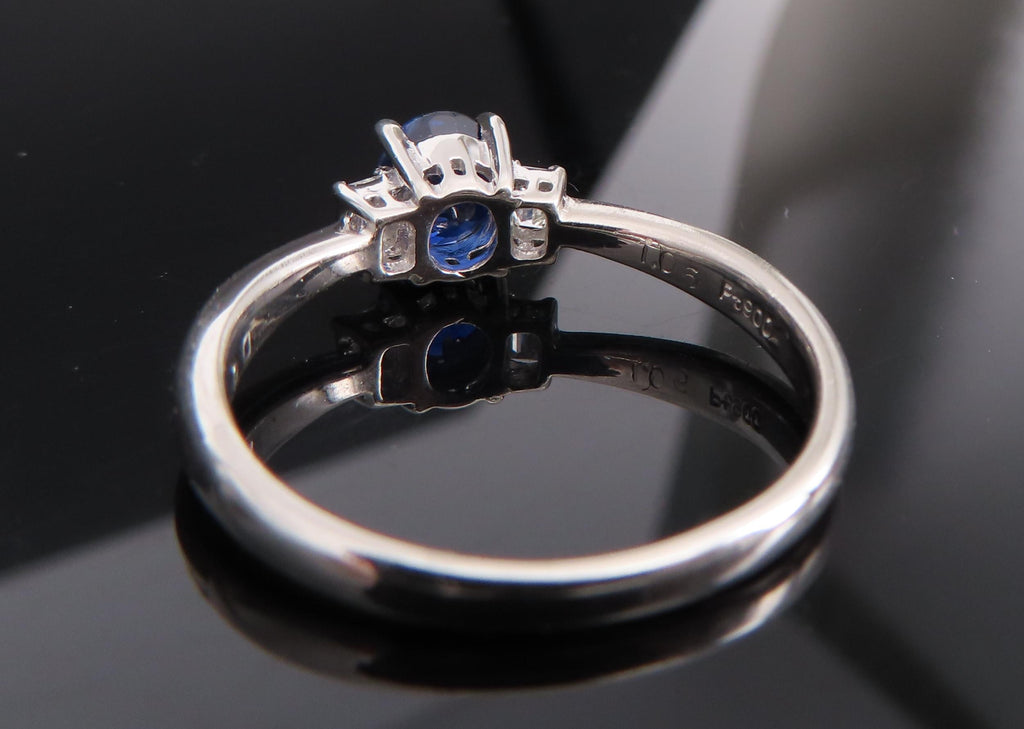 1.06ct GIA Royal Blue Sapphire 0.12ct Diamond Platinum Ring Size 7.25
