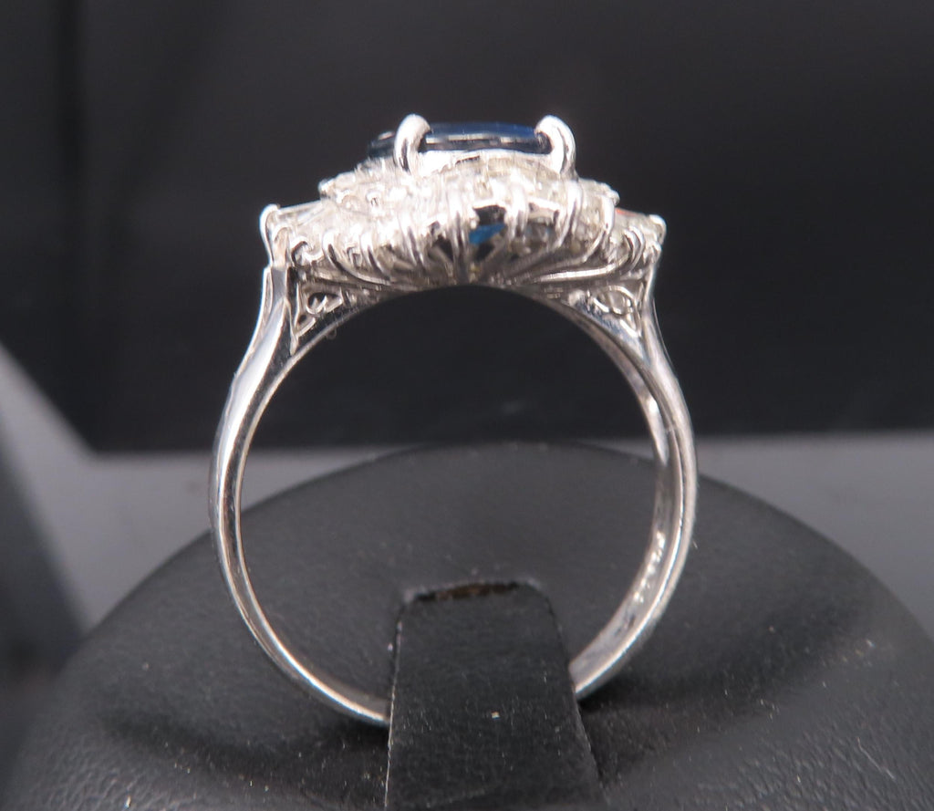 Fine 2.80ct Deep Blue Sapphire & 0.90ct Diamond Platinum Cocktail Ring, Size 7
