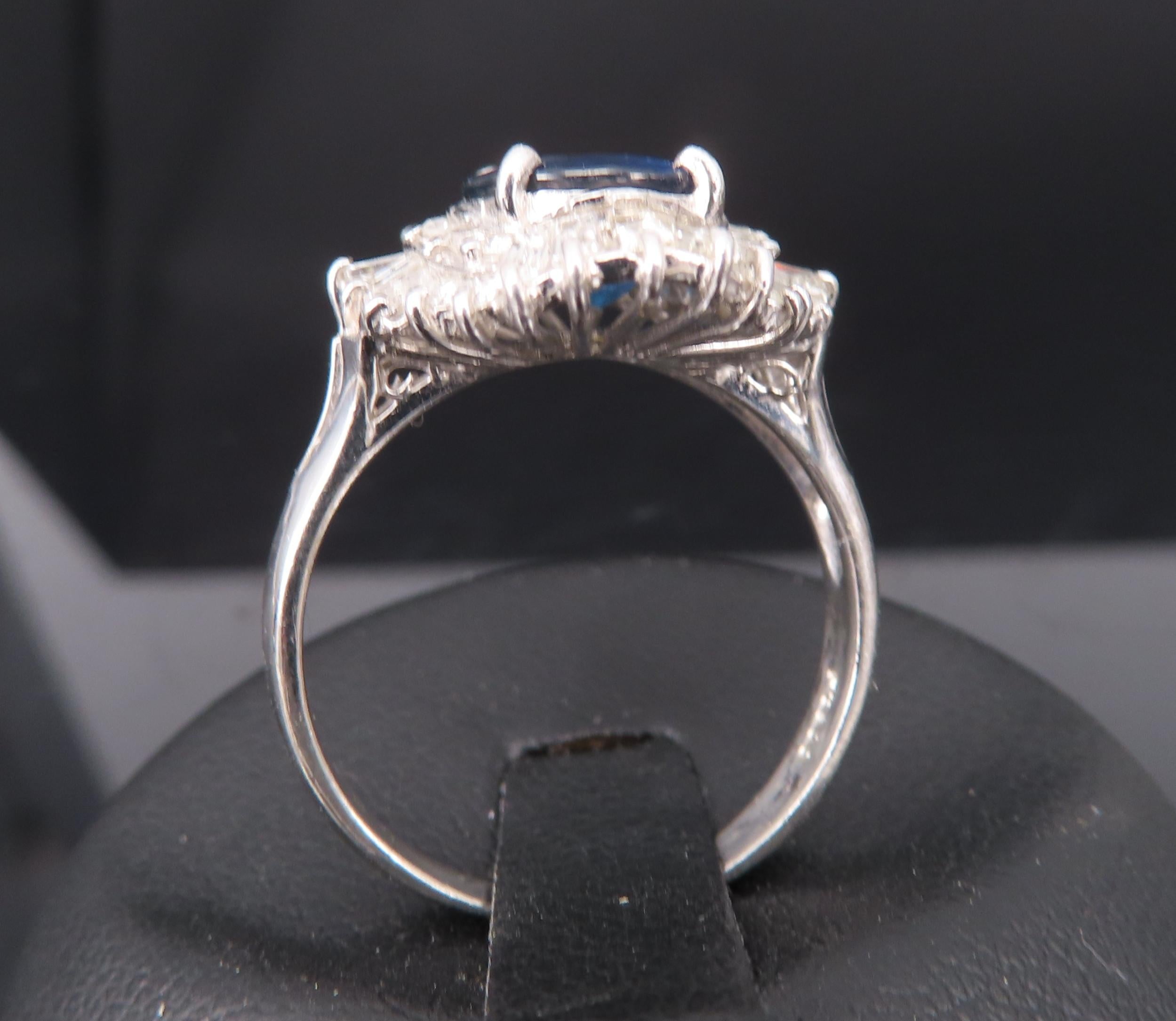 Fine 2.80ct Deep Blue Sapphire & 0.90ct Diamond Platinum Cocktail Ring, Size 7