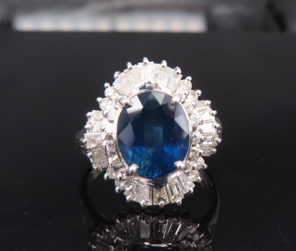 Fine 2.80ct Deep Blue Sapphire & 0.90ct Diamond Platinum Cocktail Ring, Size 7