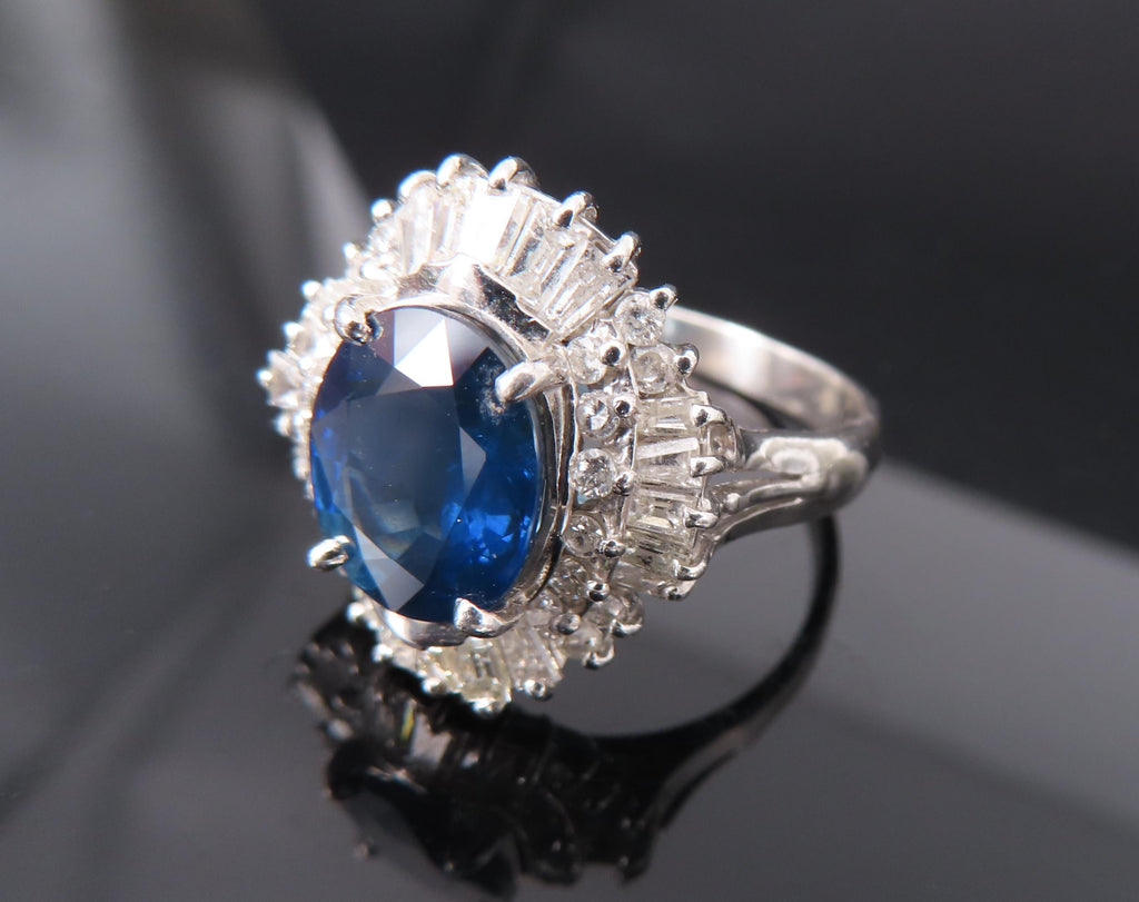 Fine 2.80ct Deep Blue Sapphire & 0.90ct Diamond Platinum Cocktail Ring, Size 7