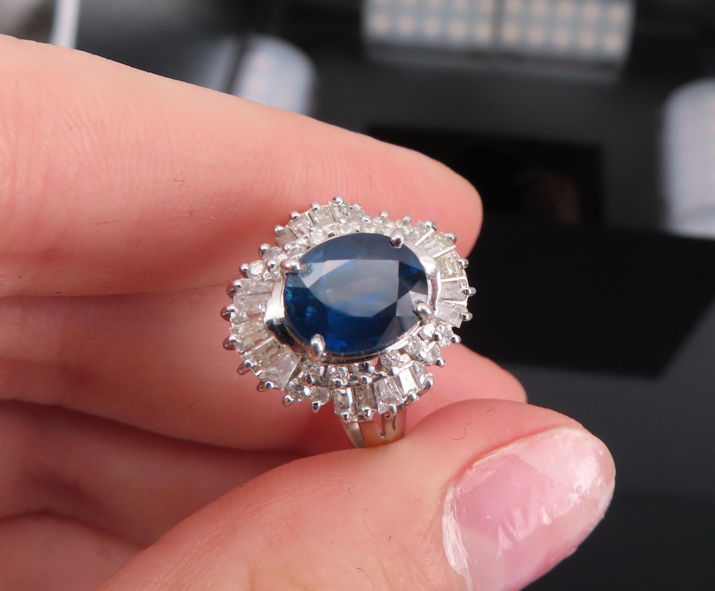Fine 2.80ct Deep Blue Sapphire & 0.90ct Diamond Platinum Cocktail Ring, Size 7