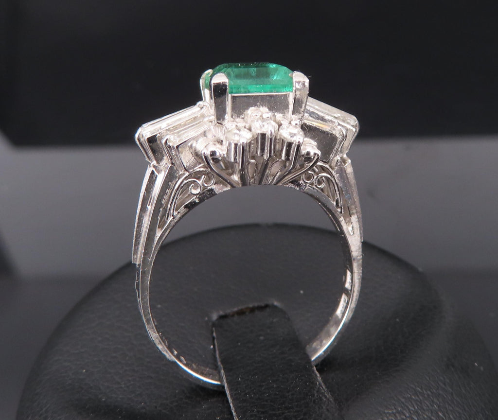 Fine Clean 1.48ct GIA No Oil Emerald 0.76ct Diamond Platinum Ring, Size 5.5