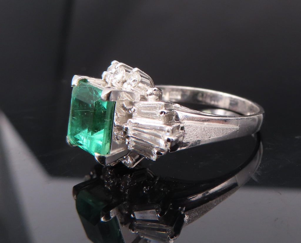 Fine Clean 1.48ct GIA No Oil Emerald 0.76ct Diamond Platinum Ring, Size 5.5