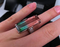 Rare 15.82ct Natural Watermelon Tourmaline & 0.35ct Diamond Platinum Ring Size 7