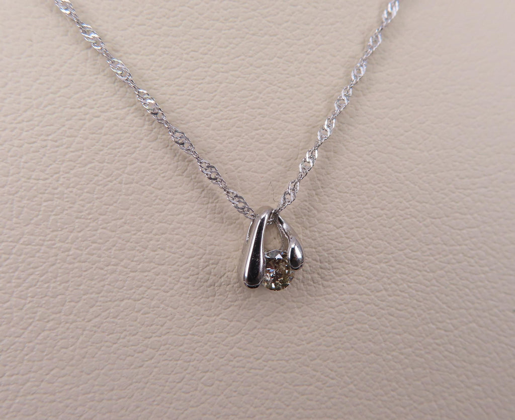 Vintage 0.10ct Diamond & Platinum Double Tear Drop Pendant Necklace
