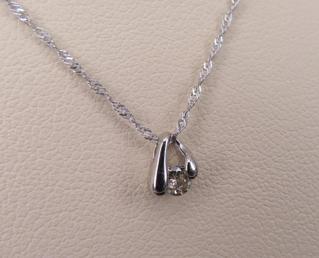 Vintage 0.10ct Diamond & Platinum Double Tear Drop Pendant Necklace