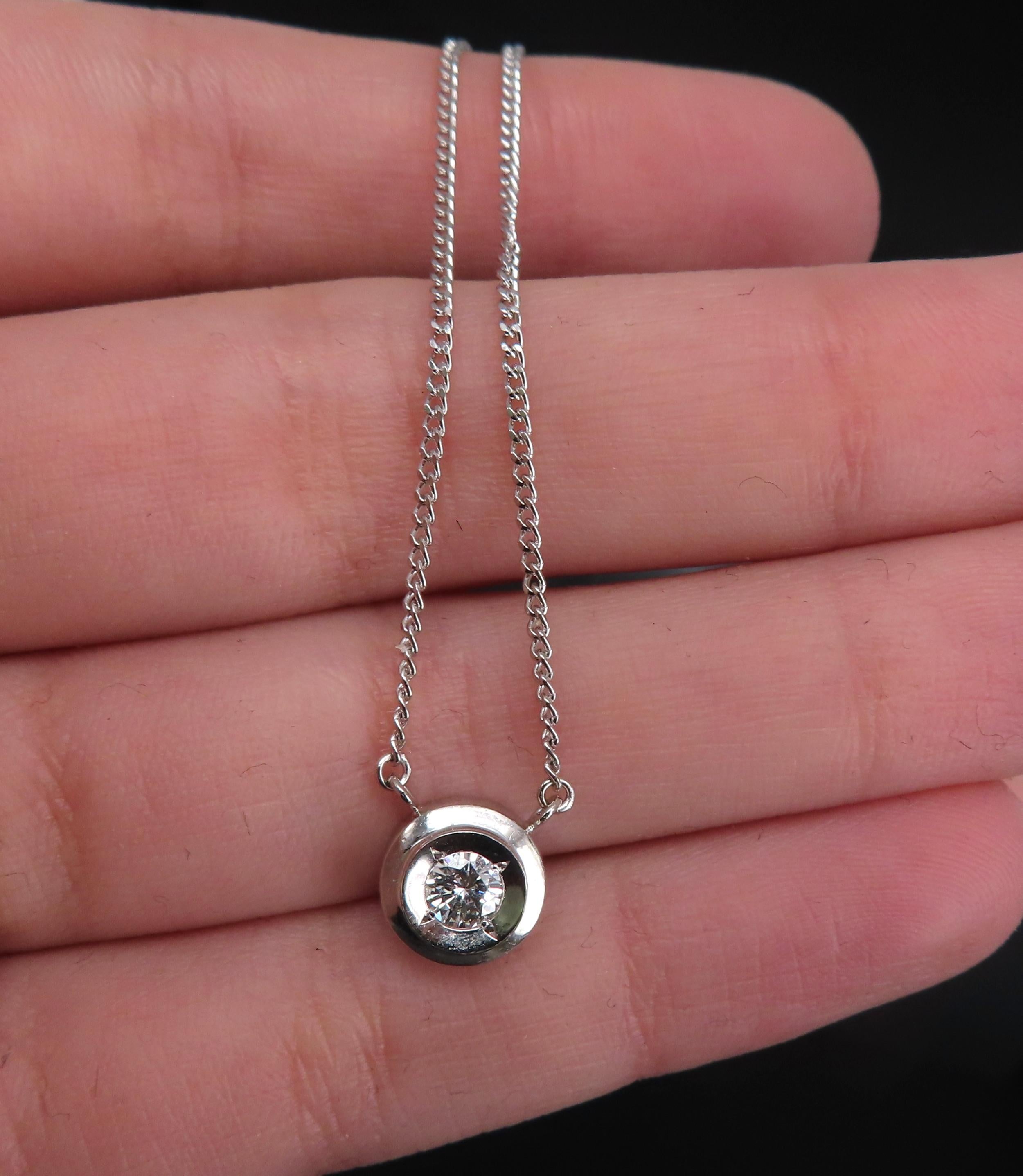 Vintage 0.19ct Round Brilliant Cut Natural Diamond Platinum Chain Necklace