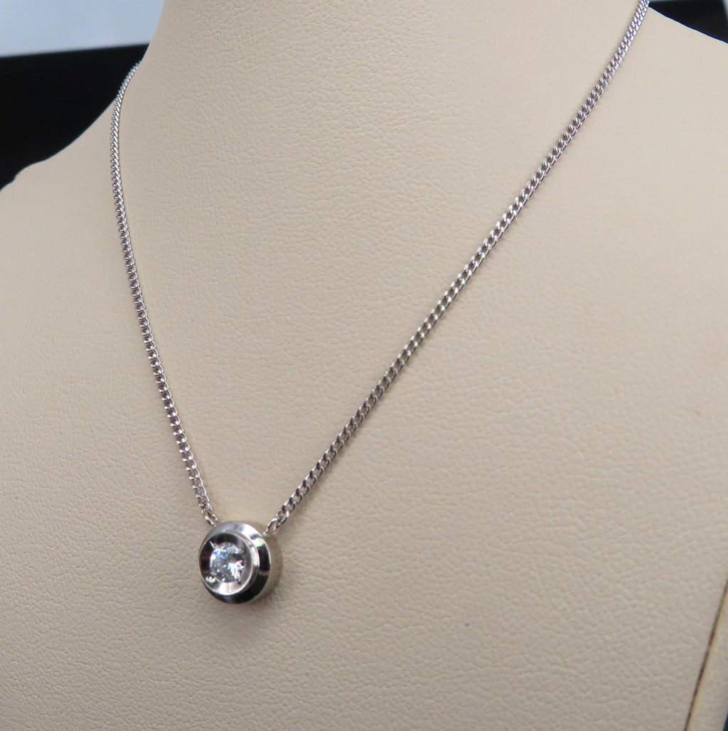 Vintage 0.19ct Round Brilliant Cut Natural Diamond Platinum Chain Necklace