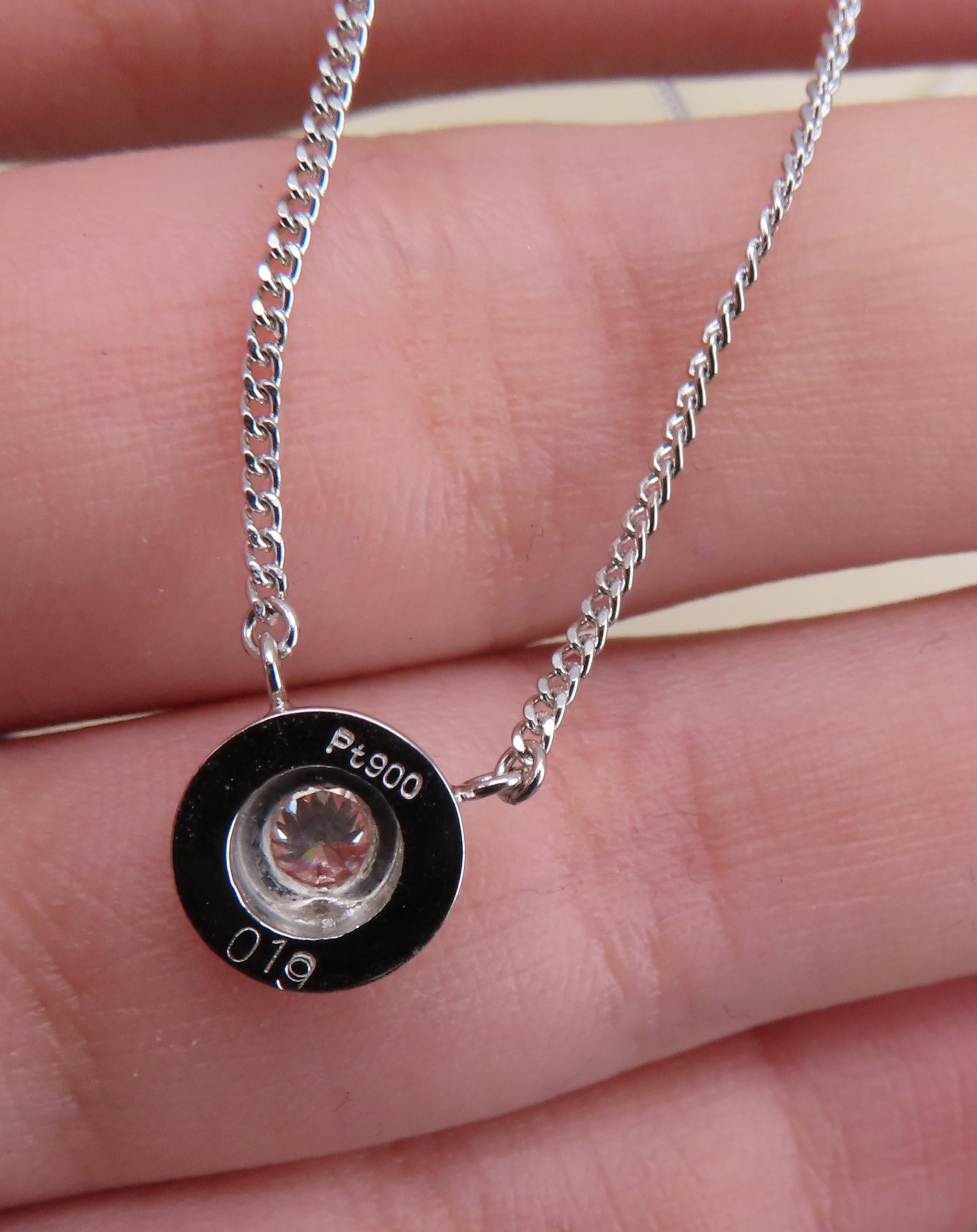 Vintage 0.19ct Round Brilliant Cut Natural Diamond Platinum Chain Necklace