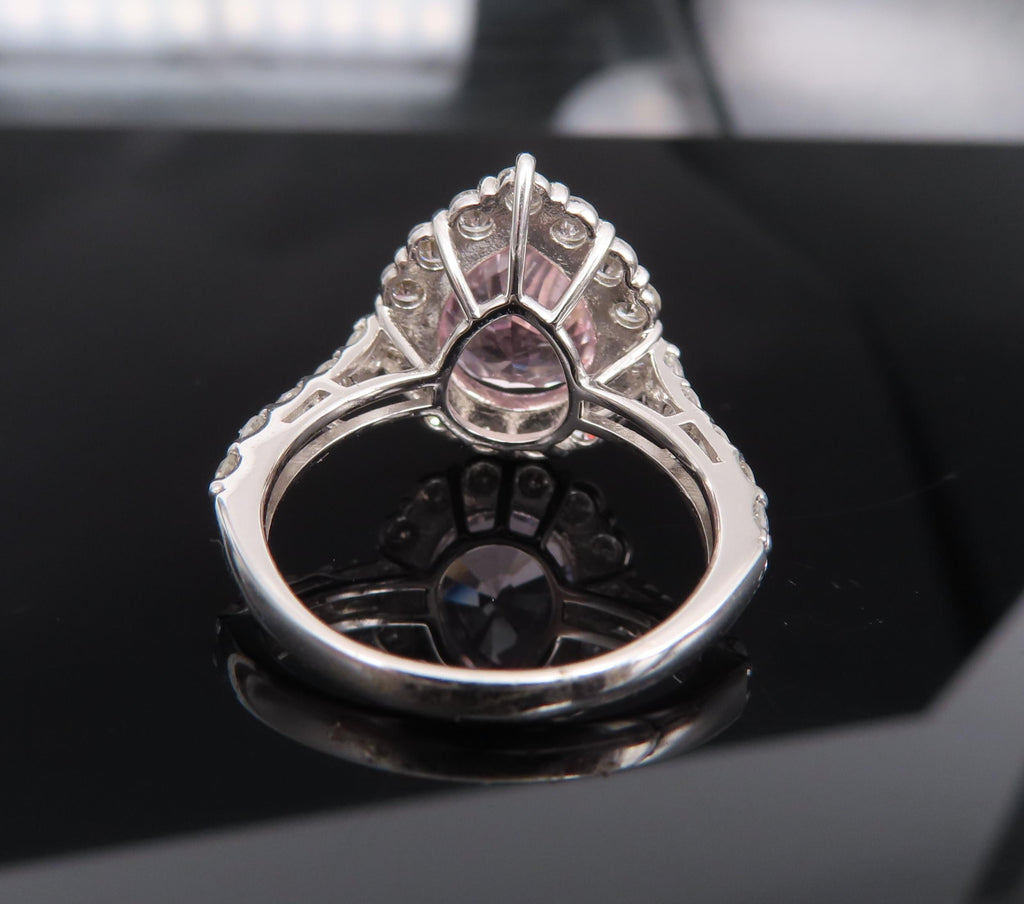 Fine 4.07ct Pear Shape GIA Pink Sapphire 1.36ct Diamond Platinum Ring Size 6.25