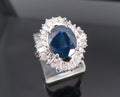 Fine 2.80ct Deep Blue Sapphire & 0.90ct Diamond Platinum Cocktail Ring, Size 7