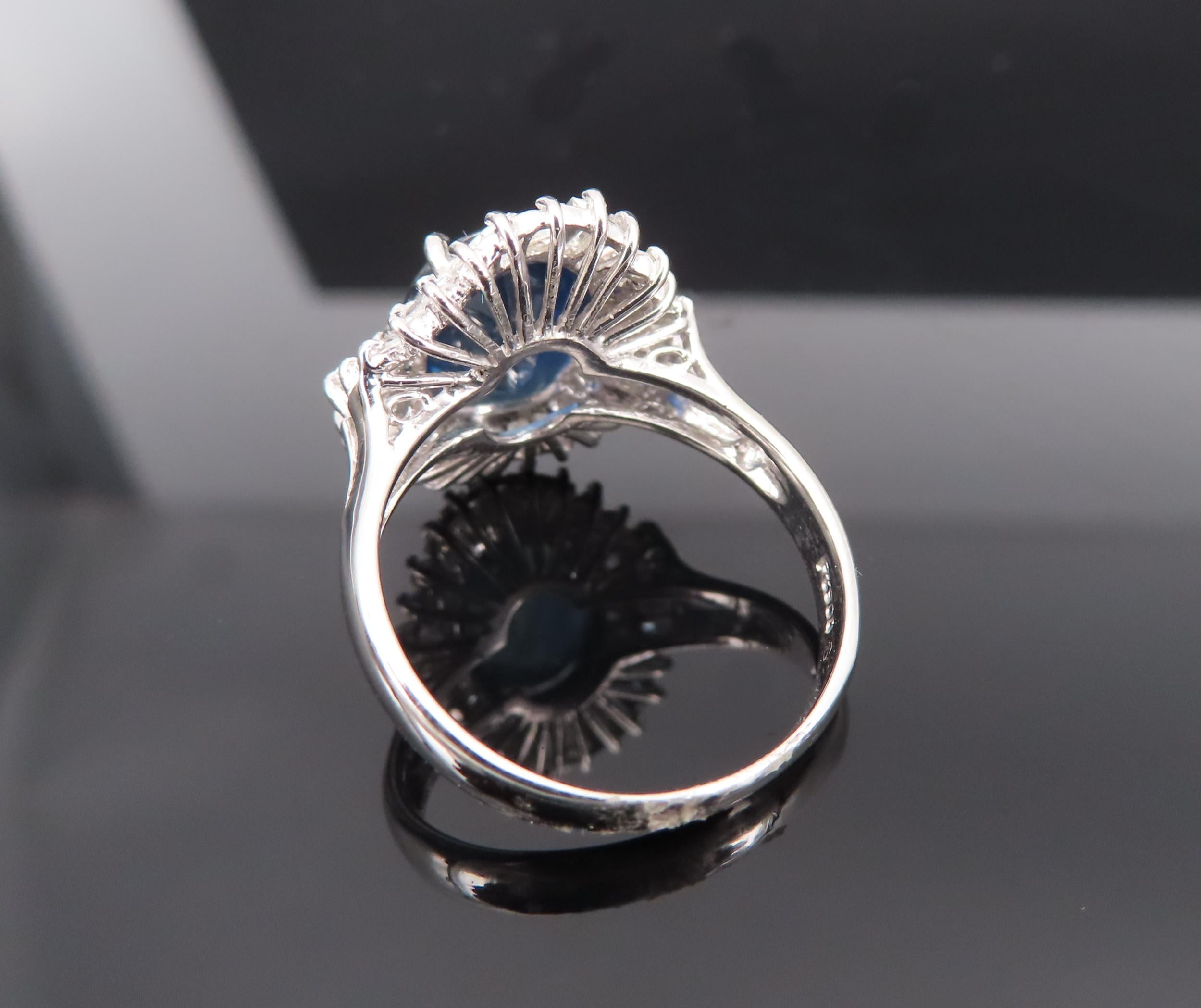 Fine 2.80ct Deep Blue Sapphire & 0.90ct Diamond Platinum Cocktail Ring, Size 7