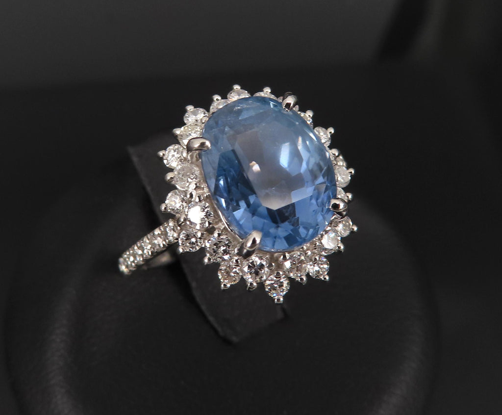 Rare 5.05ct GIA Burma No Heat Sapphire 0.67 Diamond Platinum Ring, Size 6.25