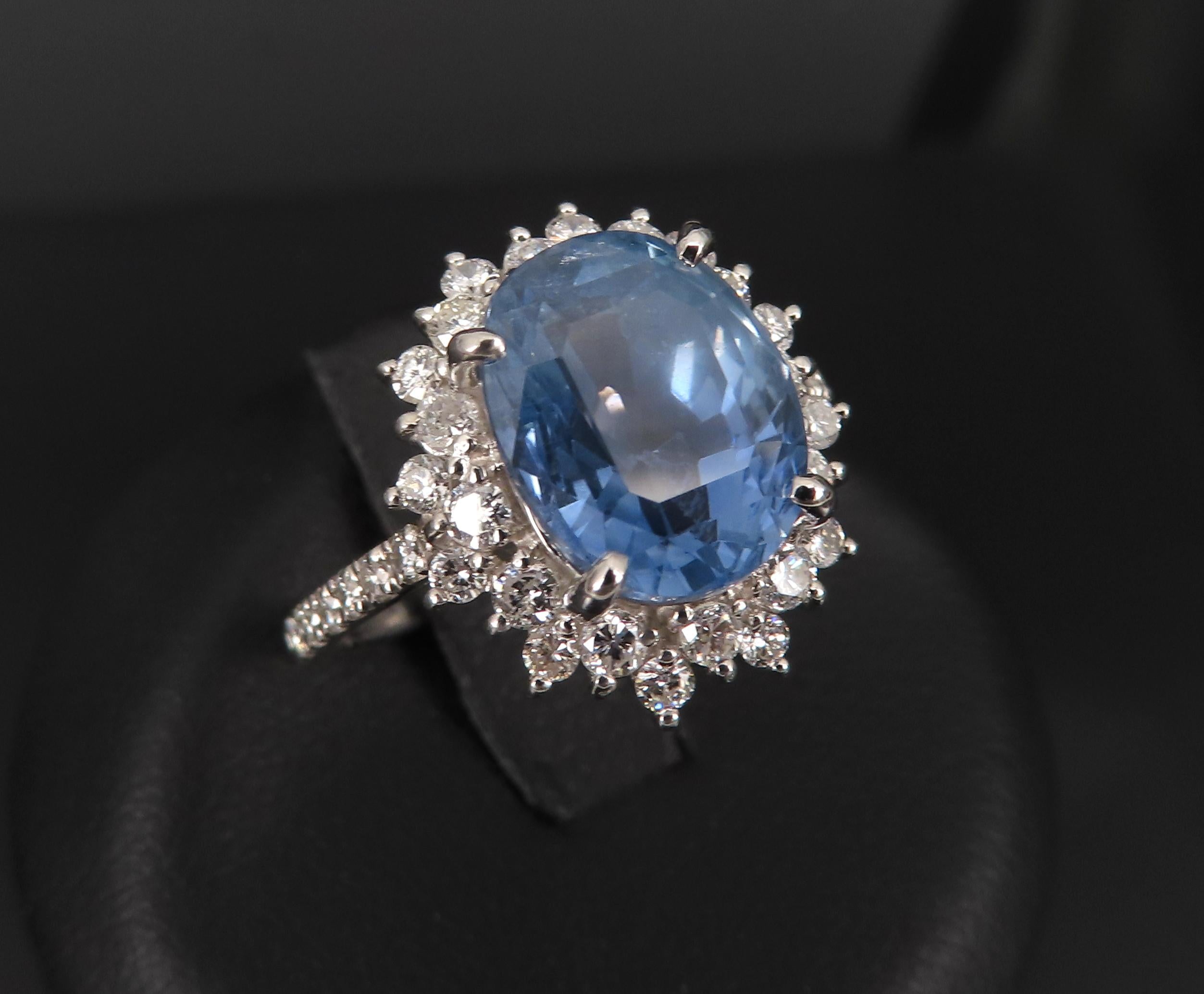 Rare 5.05ct GIA Burma No Heat Sapphire 0.67 Diamond Platinum Ring, Size 6.25