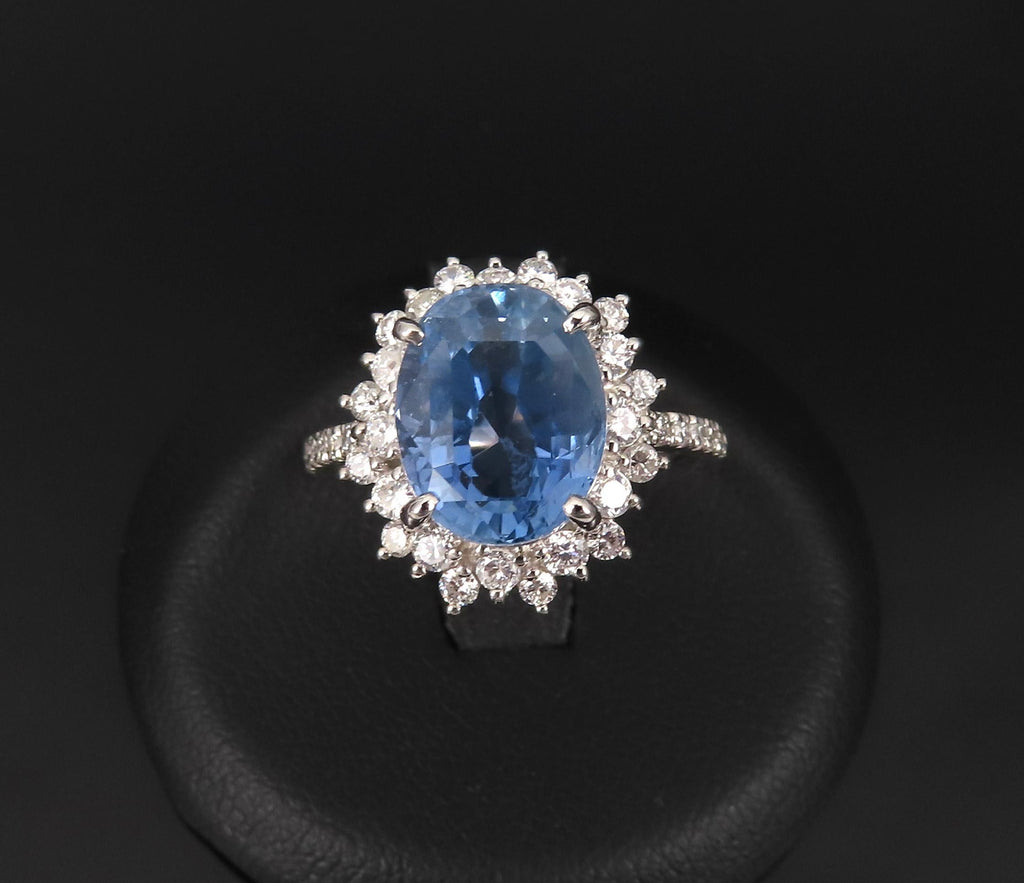 Rare 5.05ct GIA Burma No Heat Sapphire 0.67 Diamond Platinum Ring, Size 6.25