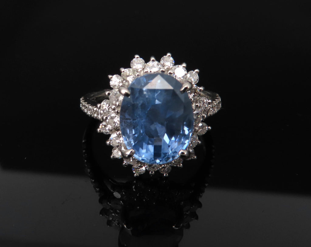 Rare 5.05ct GIA Burma No Heat Sapphire 0.67 Diamond Platinum Ring, Size 6.25