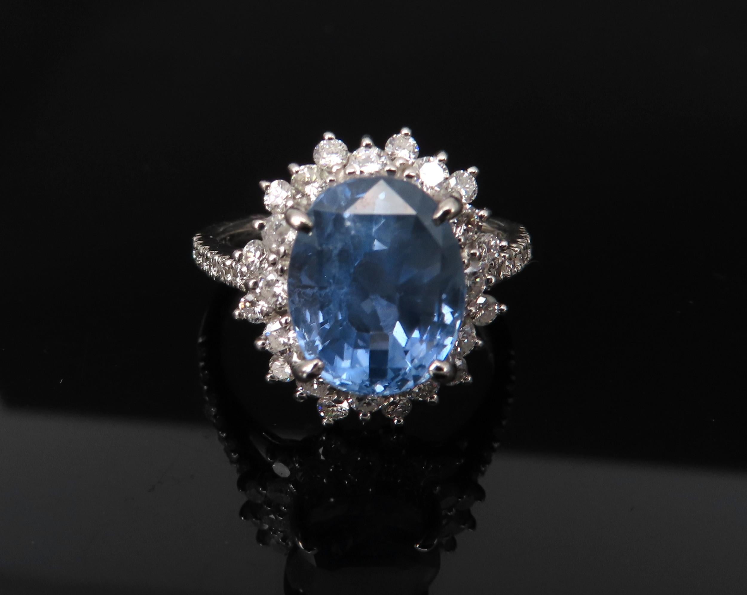 Rare 5.05ct GIA Burma No Heat Sapphire 0.67 Diamond Platinum Ring, Size 6.25