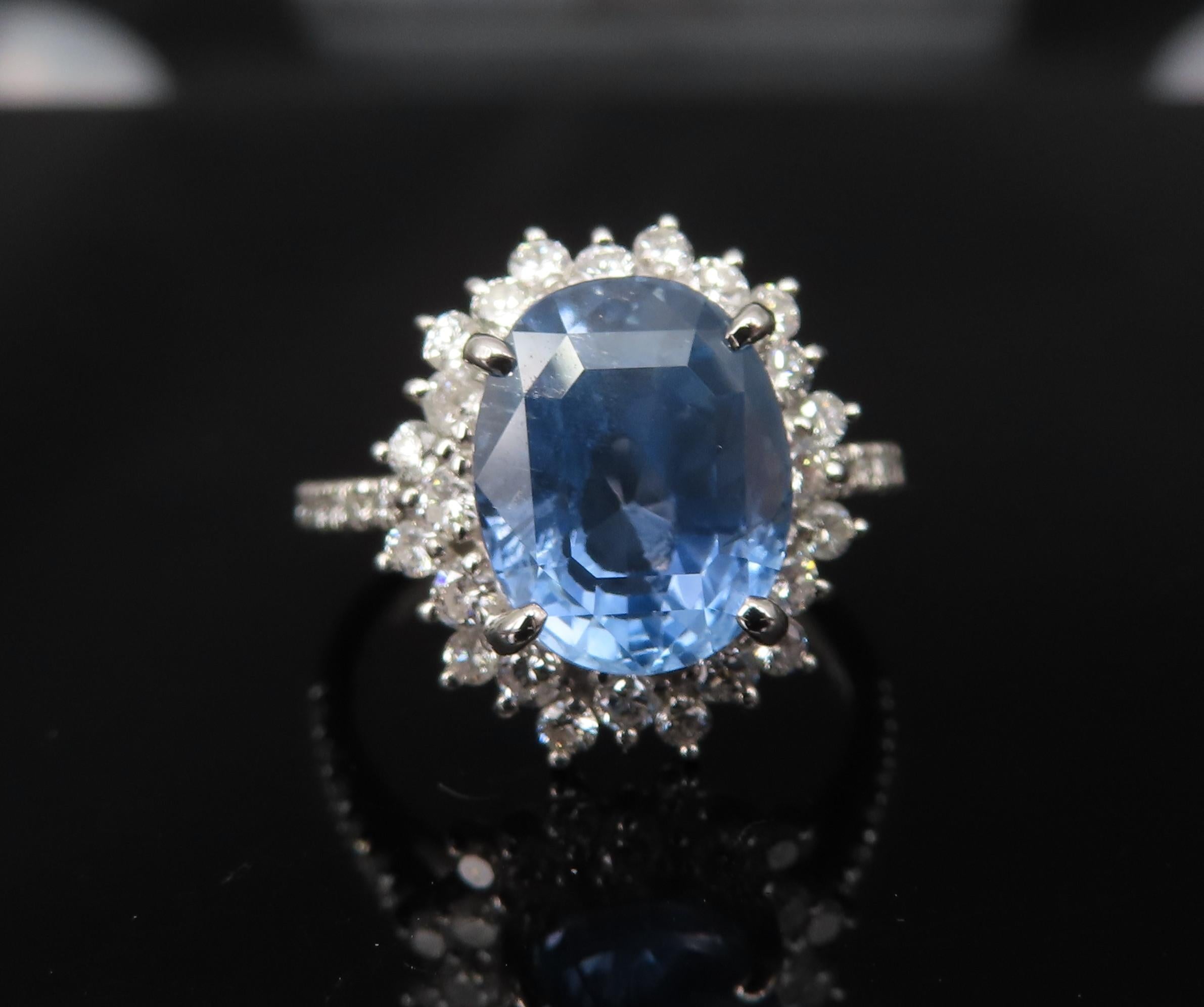Rare 5.05ct GIA Burma No Heat Sapphire 0.67 Diamond Platinum Ring, Size 6.25