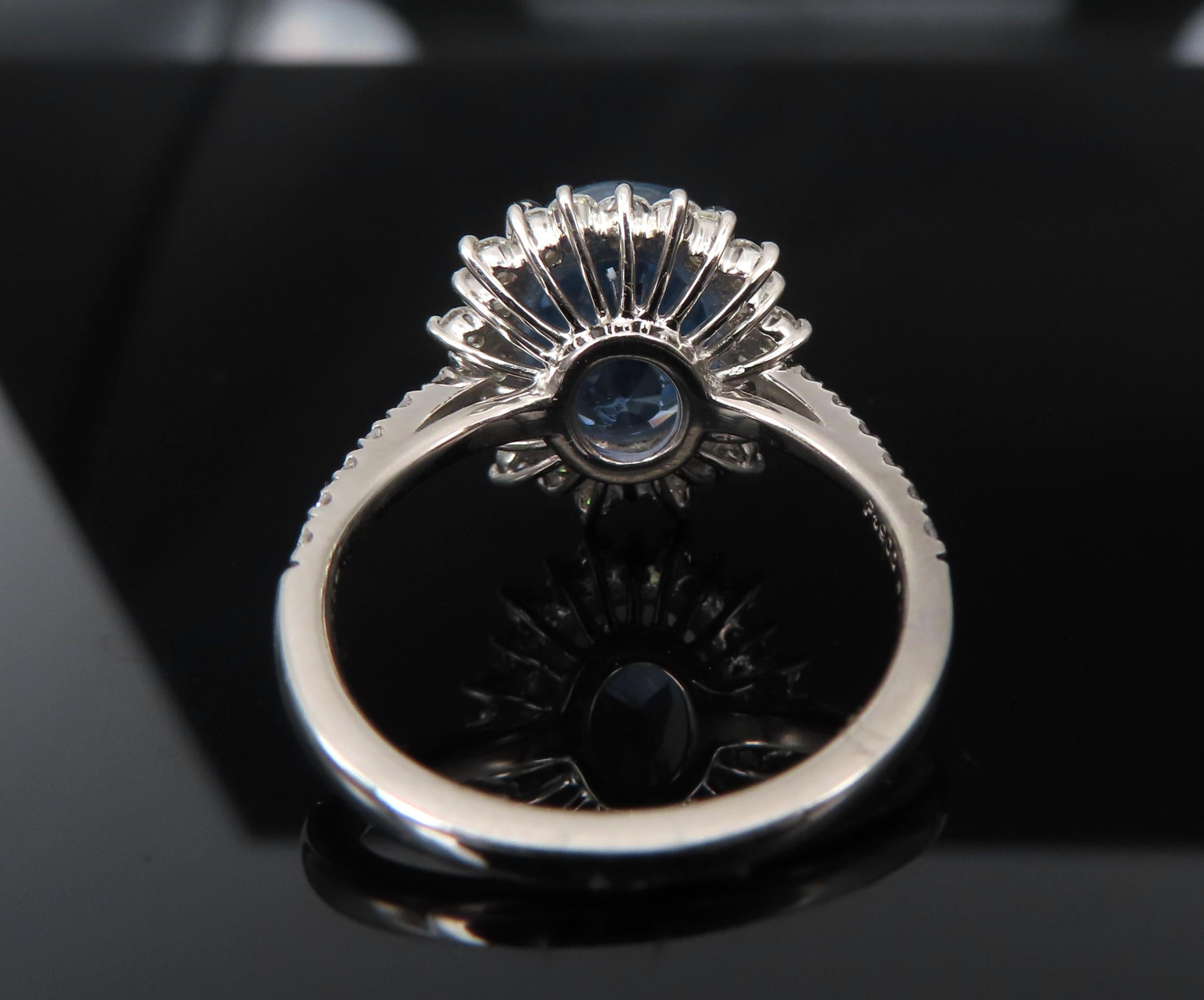 Rare 5.05ct GIA Burma No Heat Sapphire 0.67 Diamond Platinum Ring, Size 6.25