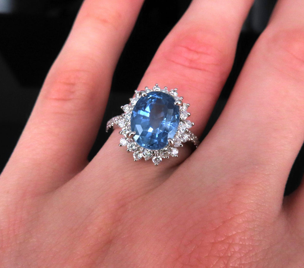 Rare 5.05ct GIA Burma No Heat Sapphire 0.67 Diamond Platinum Ring, Size 6.25