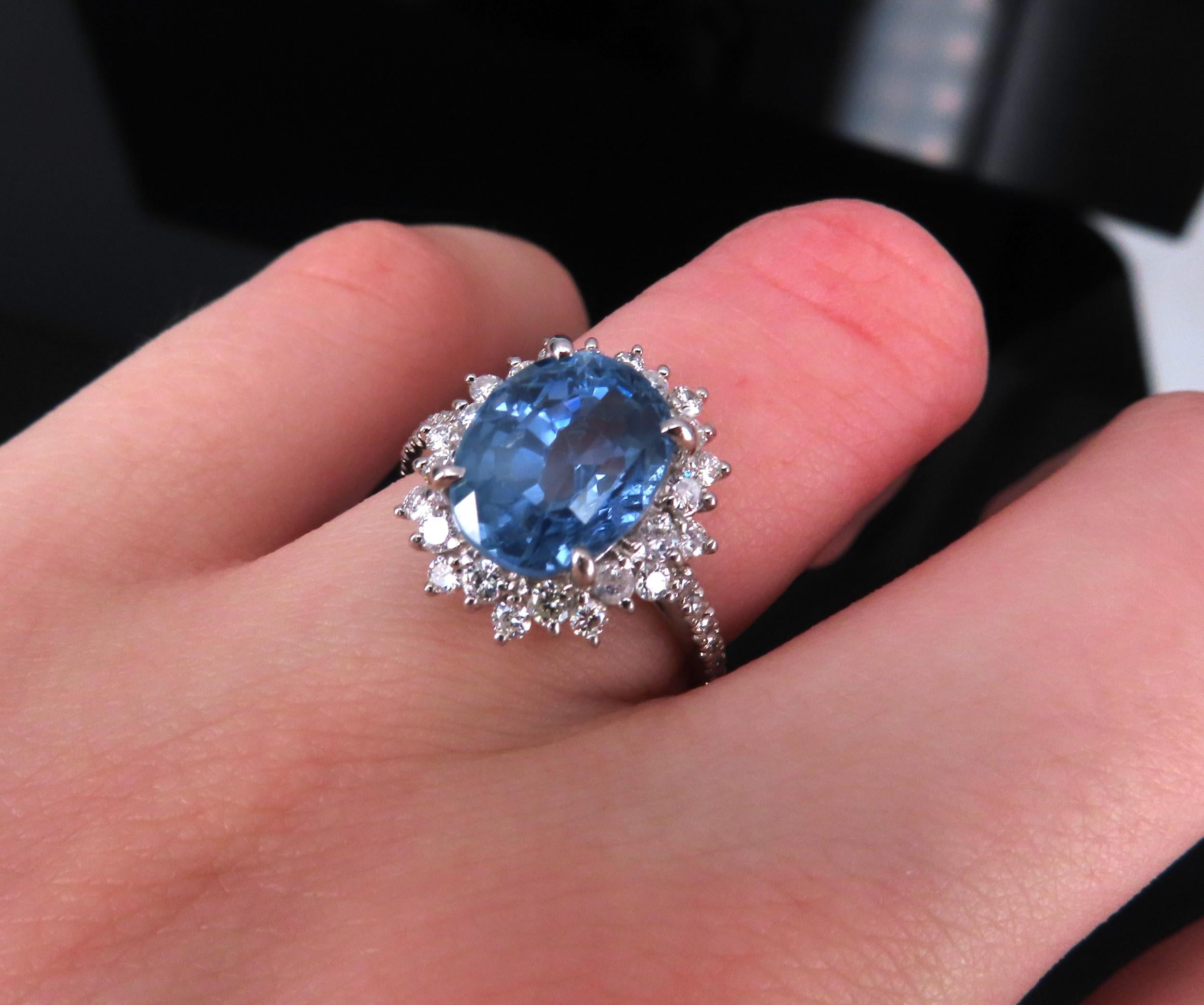 Rare 5.05ct GIA Burma No Heat Sapphire 0.67 Diamond Platinum Ring, Size 6.25