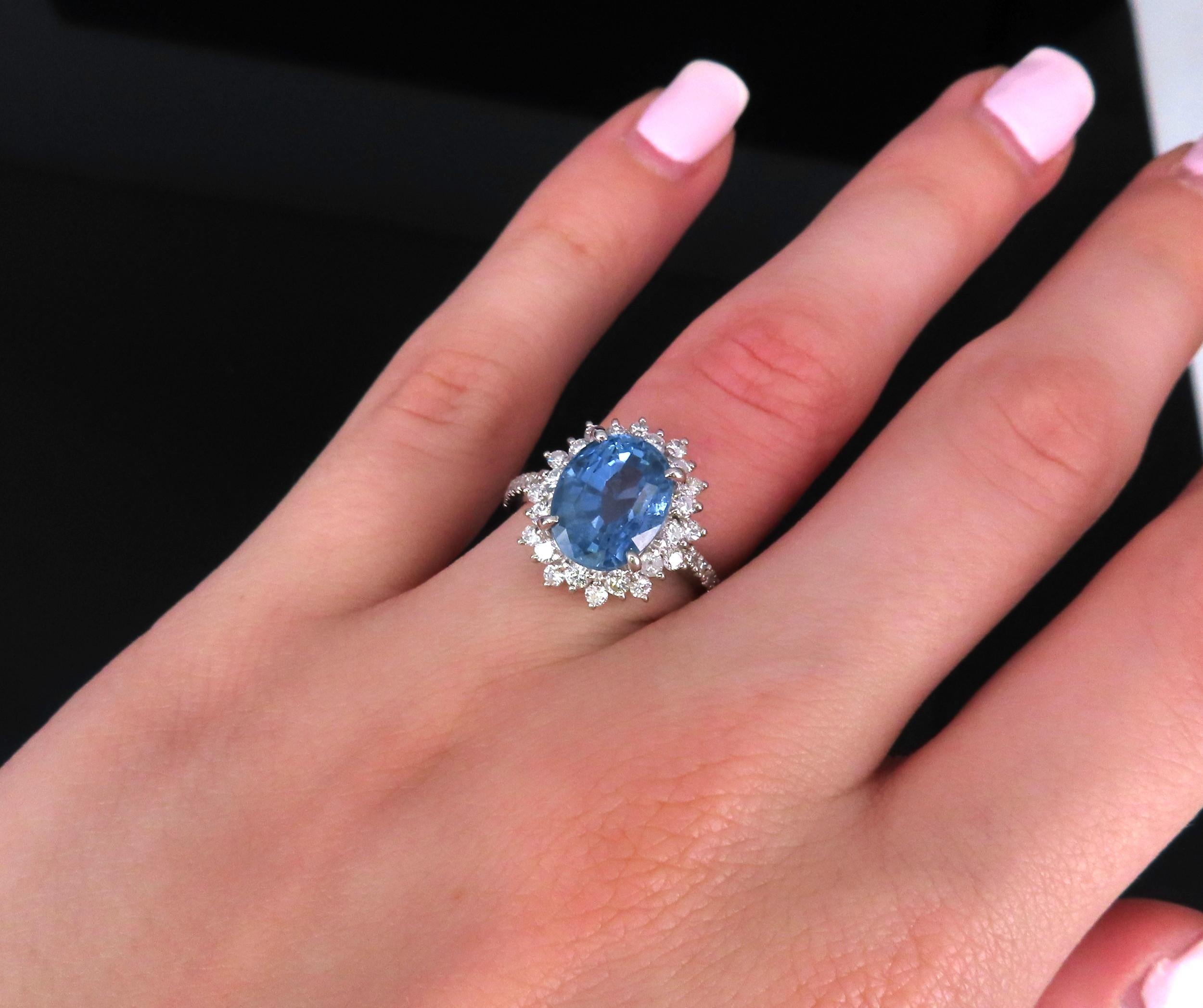 Rare 5.05ct GIA Burma No Heat Sapphire 0.67 Diamond Platinum Ring, Size 6.25