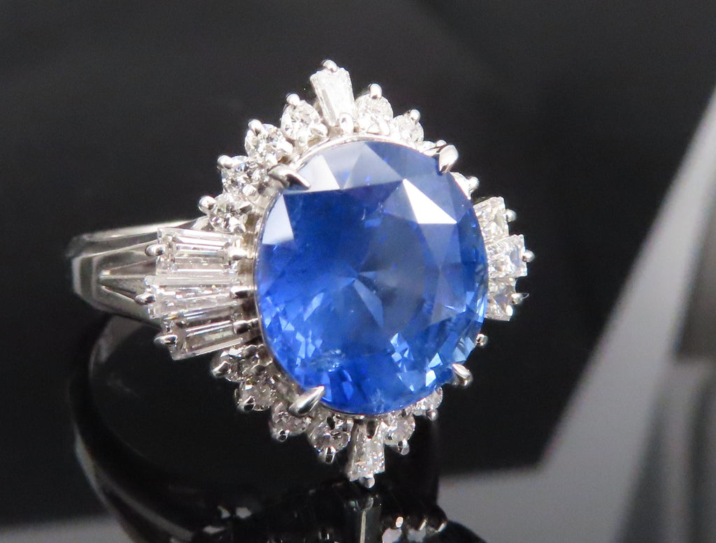 GIA 5.14ct Cornflower Blue Sapphire & 0.69ct Diamond Platinum Ring, Size 5.75