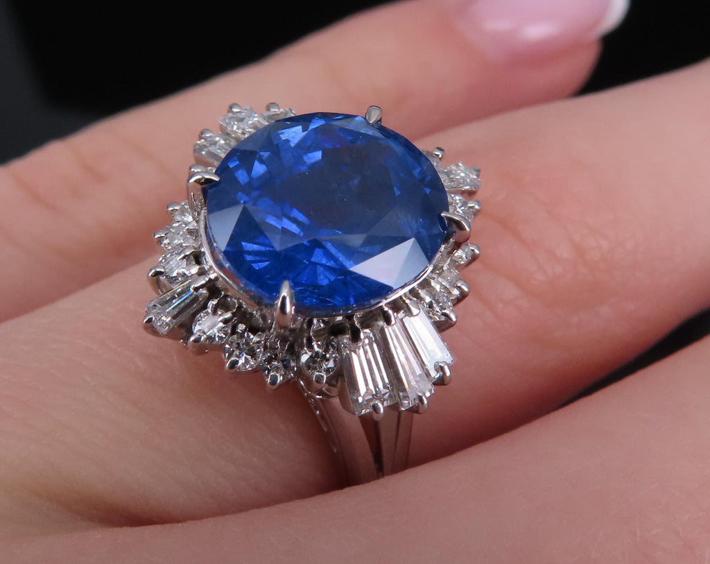 GIA 5.14ct Cornflower Blue Sapphire & 0.69ct Diamond Platinum Ring, Size 5.75