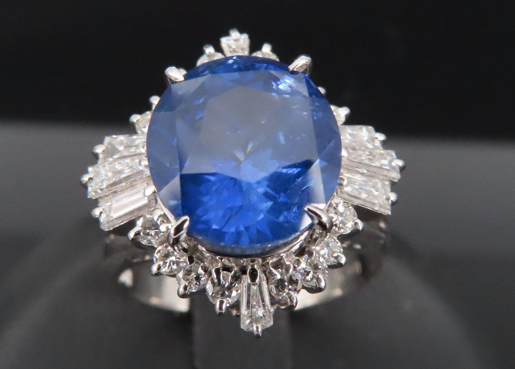 GIA 5.14ct Cornflower Blue Sapphire & 0.69ct Diamond Platinum Ring, Size 5.75